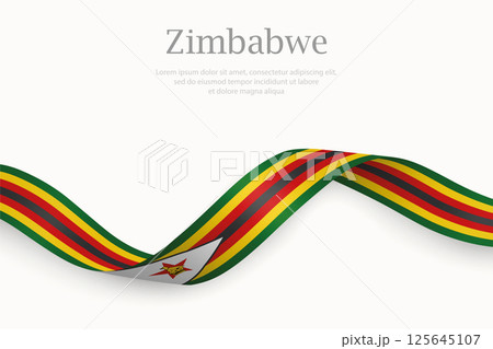 Zimbabwe flag on Waving ribbon 125645107