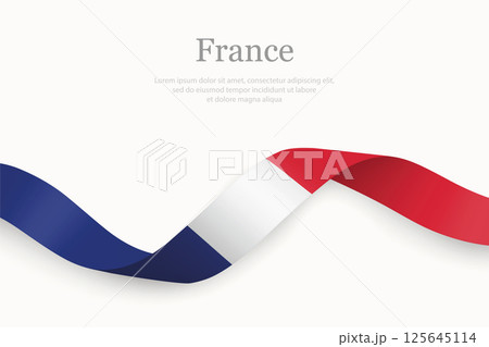 France flag on Waving ribbon 125645114