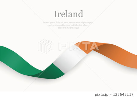 Ireland flag on Waving ribbon 125645117
