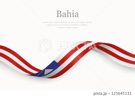 Bahia flag on Waving ribbon. State of Brazil 125645131