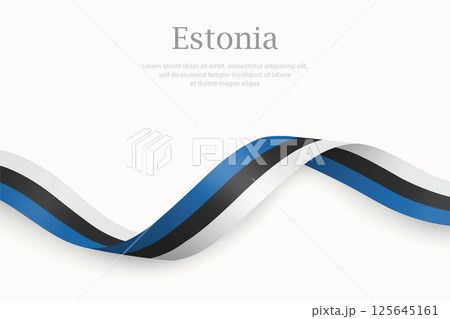 Estonia flag on Waving ribbon 125645161