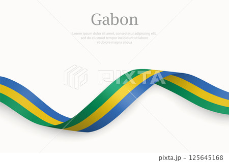 Gabon flag on Waving ribbon Gabon flag on Waving ribbon 125645168