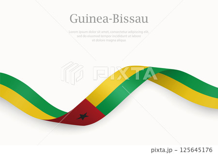 Guinea Bissau flag on Waving ribbon 125645176