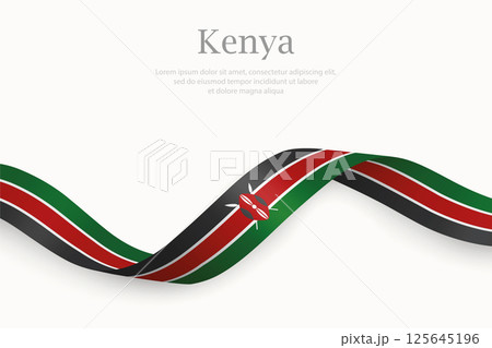 Kenya flag on Waving ribbon 125645196