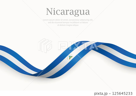 Nicaragua flag on Waving ribbon 125645233