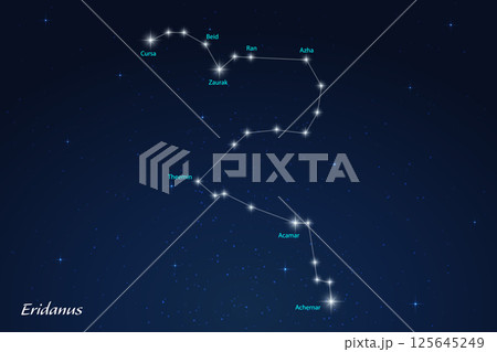 Eridanus Constellation with Star Names in Night Sky 125645249
