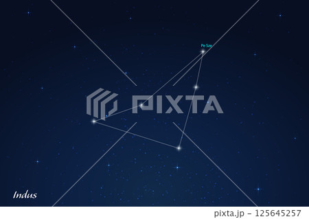 Indus Constellation with Star Names in Night Sky 125645257