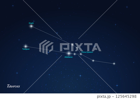 Taurus Constellation with Star Names in Night Sky 125645298