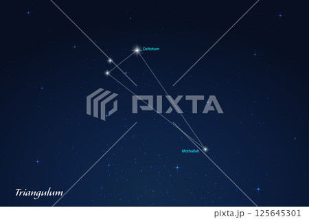 Triangulum Constellation with Star Names in Night Sky Triangulum Constellation with Star Names in Night Sky 125645301
