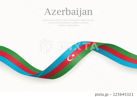 Azerbaijan flag on Waving ribbon 125645321