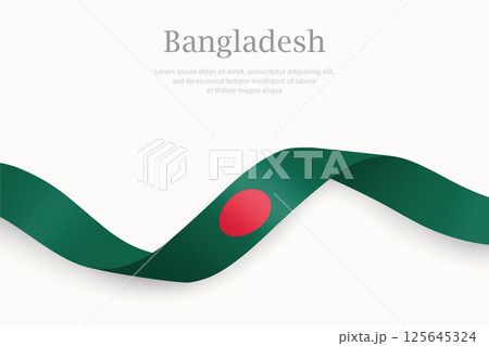 Bangladesh flag on Waving ribbon 125645324