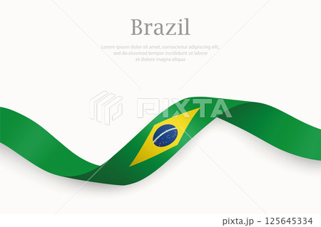Brazil flag on Waving ribbon 125645334