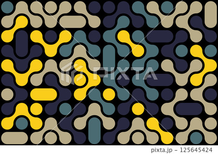 Bold abstract pattern in yellow, teal, and black 125645424