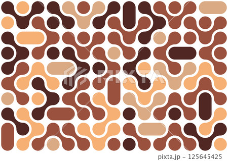 Warm toned geometric pattern with retro rounded shapes 125645425