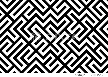 Black and white bold maze tile pattern design Black and white bold maze tile pattern design 125645428