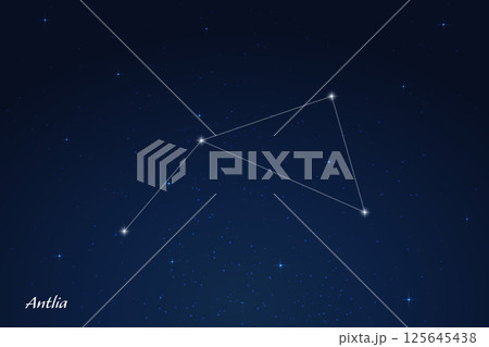 Antlia Constellation with Star Names in Night Sky 125645438