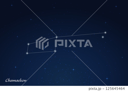 Chamaeleon Constellation with Star Names in Night Sky 125645464