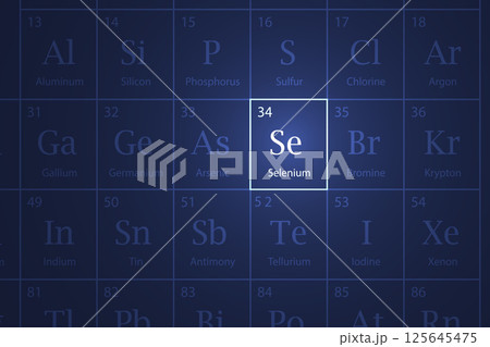 Selenium element glowing in a dark periodic table 125645475