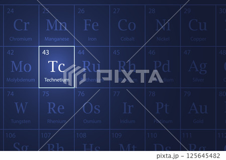 Technetium element glowing in a dark periodic table 125645482