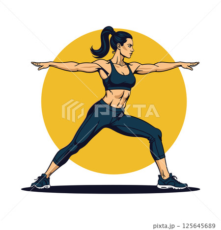 Strong Athletic Woman Practicing Yoga Pose 125645689