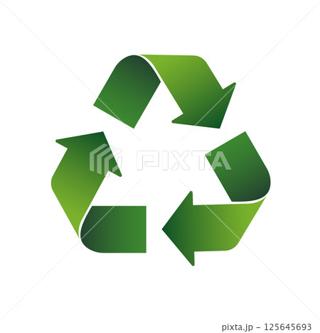Green Recycling Symbol with Rotating Arrows 125645693