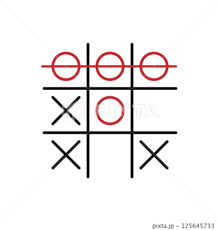 Clean tic tac toe grid with winning row Clean tic tac toe grid with winning row 125645733
