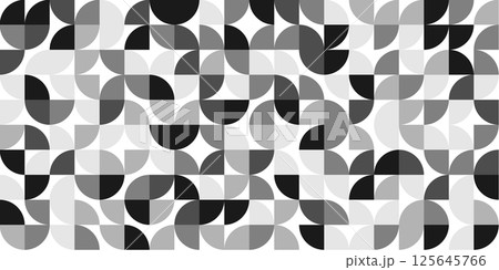 Grayscale geometric tile pattern with circular forms 125645766