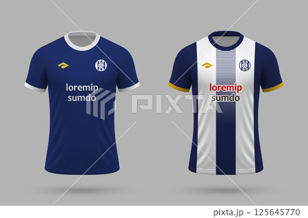 3d realistic soccer home and away jersey in Alianza Lima style, football kit template 3d realistic soccer home and away jersey in Alianza Lima style, football kit template 125645770