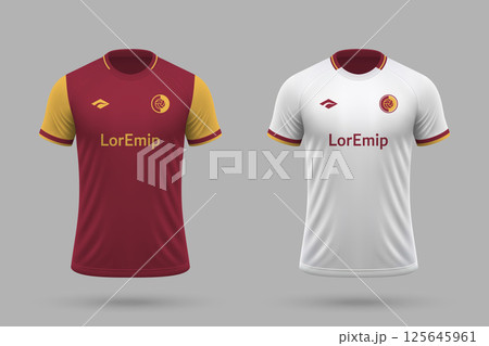 3d realistic soccer home and away jersey in Deportes Tolima style, football kit template 125645961