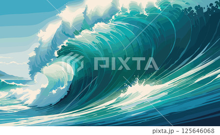 Powerful Ocean Wave Crashing in Turquoise Waters Powerful Ocean Wave Crashing in Turquoise Waters 125646068