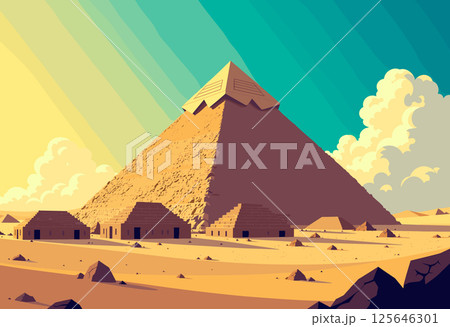 Vibrant Digital Illustration of the Pyramids of Giza Vibrant Digital Illustration of the Pyramids of Giza 125646301