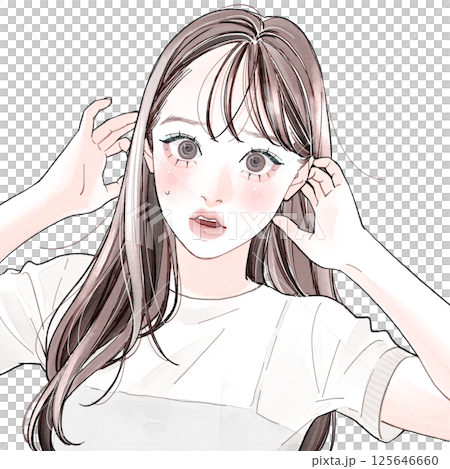 A woman in a panic state 125646660