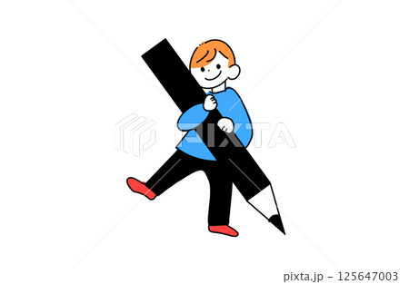 鉛筆を持つ男の子 125647003