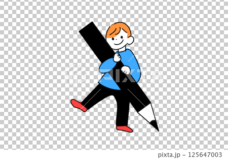 鉛筆を持つ男の子 125647003