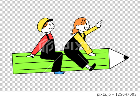 Child straddling a pencil 125647005