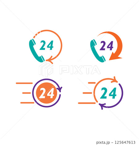 24 hour logo and symbol 125647613