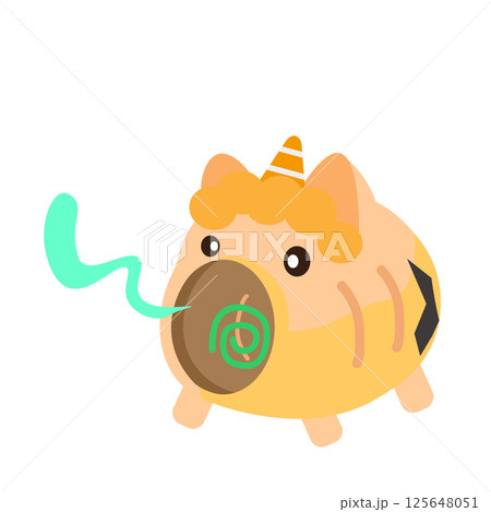 鬼の格好をしたブタの蚊取り線香のイラスト 125648051