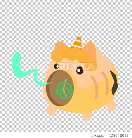 鬼の格好をしたブタの蚊取り線香のイラスト 125648051