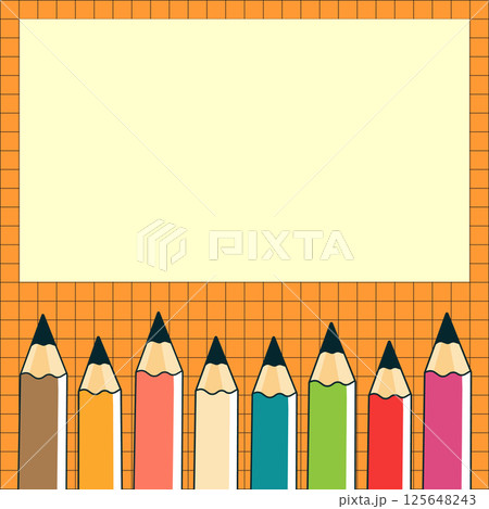 illustration featuring colored pencils and a blank space for text flat vector illustration 125648243
