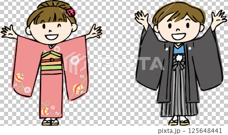 着物を着た男の子と女の子 125648441