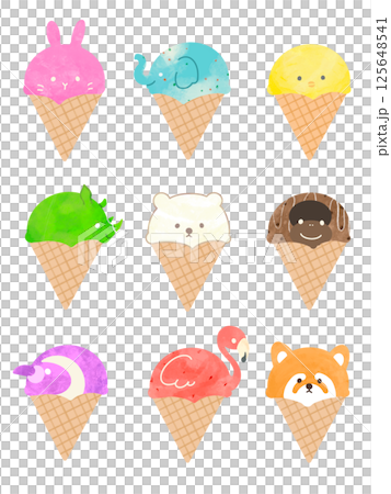 アイスクリームのかわいい手描きイラストセット 125648541