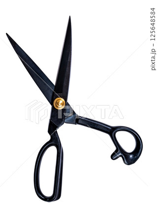 Black tailor's scissors isolated on white background. 125648584