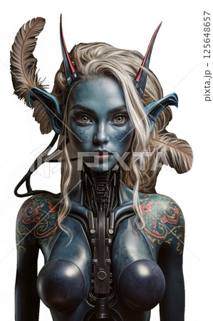 elf warrior with sword isolated on white elf warrior with sword isolated on white 125648657