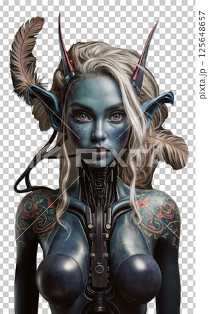 elf warrior with sword isolated on white elf warrior with sword isolated on white 125648657