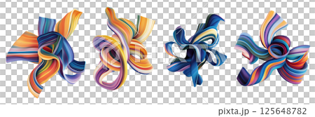 Colorful abstract ribbons intertwining in a dynamic composition of vibrant hues and smooth curves 125648782