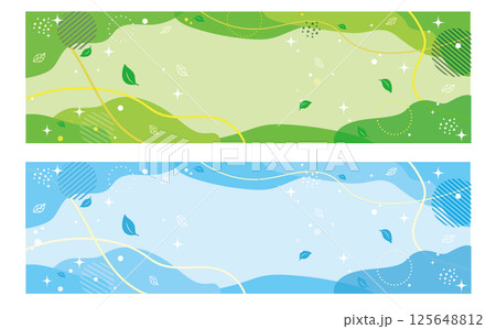 緑と水色の爽やかな背景イラスト素材セット 緑と水色の爽やかな背景イラスト素材セット 125648812