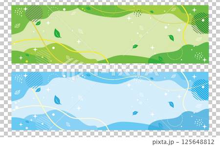 Green and light blue refreshing background illustration material set 125648812