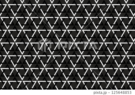 Repeating of abstract black and white triangle on dark grey background. 125648853