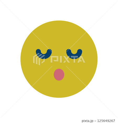 目を閉じている顔文字のアイコンイラスト 125649267