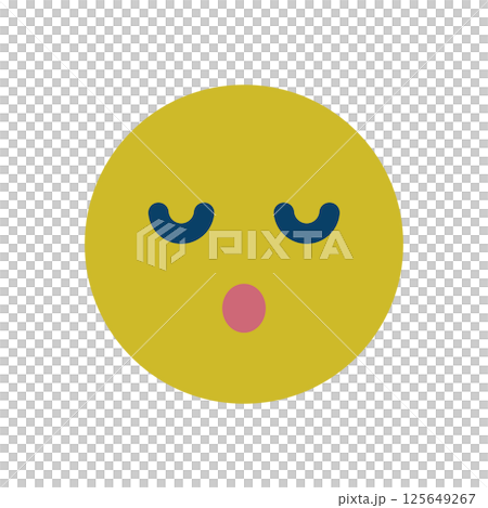 目を閉じている顔文字のアイコンイラスト 125649267